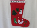 Green & Red Decorated Felt Christmas Stocking