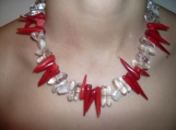 Gorgeous coral, pearl and crystal necklace