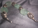 Aquamarine nugget and bali silver bracelet