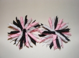 Baby Pink/Black/White Korker Ribbons Hair Bows- Set of 2
