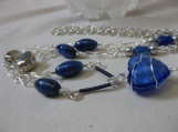 Blue Beaded and Heart Necklace