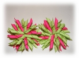 Hot Pink and Lime Green Korker Ribbons Hair Bows - Set of 2
