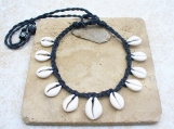 Cowrie Shell Necklace Matte Ghana Shells Adjustable Tie