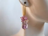 Purple Amethyst, moonstone and zircon earrings