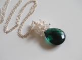  AAA Chrome green quartz and rock crystal necklace