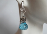  Blue quartz onion briolette and pyrite earrings