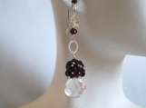 Crystal quartz heart briolette and garnet earrings