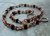 earth girl-- copper and reclaimed wood bead anklet