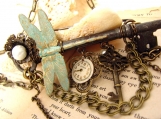 Enigma Steampunk Key Brooch Necklace - Bohemian Collection