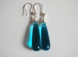     Lake blue long drop quartz briolette earrings