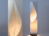 Leaf - MooDooNano paper design lamp on wooden stand