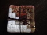 Quilted Brown Log Cabin Coasters