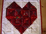 Quilted Red Log Cabin Heart Wallhanging