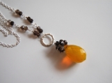 Yellow Crystal quartz and Smoky quartz necklace