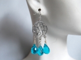   London blue Quartz and sterling silver floral chandelier 