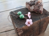 On Sale!! Pink Blossoms Long Dangle Earrings on Copper