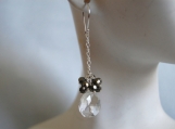   Rock Crystal Quartz and Pyrites earrings