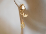   Beautiful Citrine briolette earrings  with tulip ear wires