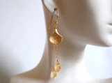   Citrine and Calla lily connector long drop earrings