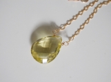 Gorgeous Lemon quartz pendant necklace with gold filled chain