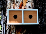 Mid Century Modern Twin Redwood Birdhouse 
