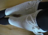 Handknit Women Woolen Leg Warmers Beige