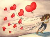Red Heart Balloon Watercolor Print - The LOVE We Keep - 8 x 10 