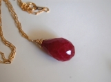  Ruby pendant necklace with gold filled chain