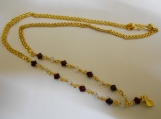 Slim Link design Goldplated white&red Crystal Chain Necklace