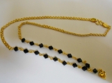 Slim Link design Goldpolished BALCK Crystal Chain Necklace
