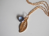  Blue Mystic Quartz and leaf charm Necklace