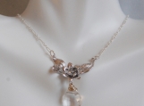   Crystal Quartz And Flower pendant Necklace