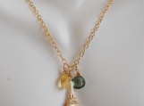   Green Mystic Quartz, Citrine and Eiffel tower Charm Neckl