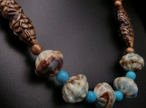 Porcelain and turquoise bead necklace