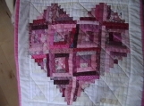 Quilted Pink Log Cabin Heart Pillow