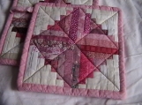 Quilted Pink Log Cabin Potholders