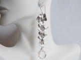 Crystal Quartz And Long Drop Flower Earrings