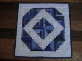 Quilted blue log cabin wallhanging