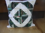 Quilted Green Log Cabin Pillow Cover