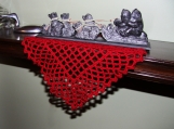 Square-shaped Crochet Red Table/Furniture Decor 