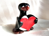 Valentine Kissy Face Guin - Red Glitter Heart - Personalize