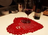 Valentine's Day Home Decor - Crocheted Table Cover "Red Heart"  