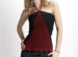 Hand-Crocheted Black & Burgundy Woman's Casual Top