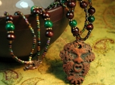 The Green Man - Malachite Copper Wood Pagan Necklace - Witchery