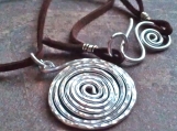  Silver spiral hammered Necklace Aluminum
