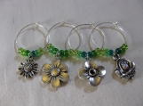 Flowers Wine Glass Rings/Charms