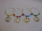 Peace Sign Wine Glass Rings 