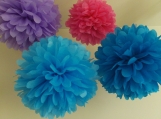 6 Tissue Paper Pom Poms, you pick colors