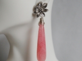 Candy Jade Milky Pink Smooth Long Drop Earrings