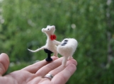 Funny felted mouse miniature singing little pet